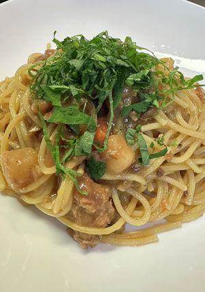 レンチンパスタ⑥サバカレー(身内専用)-レシピのメイン写真