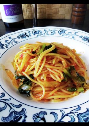 トマト＆まいたけ＆新玉ねぎのパスタ-レシピのメイン写真