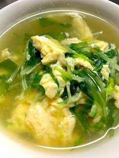 ダシダで水菜と卵のスープ-レシピのメイン写真
