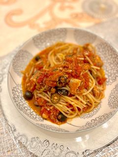 サバ缶でプッタネスカ風スパゲティ-レシピのメイン写真