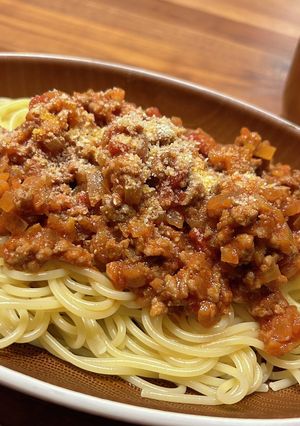 超簡単！ミートソーススパゲッティ-レシピのメイン写真