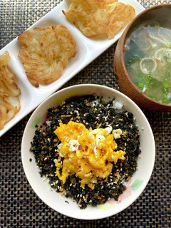 自家製ワカメふりかけ&新玉ネギかき揚げ-レシピのメイン写真