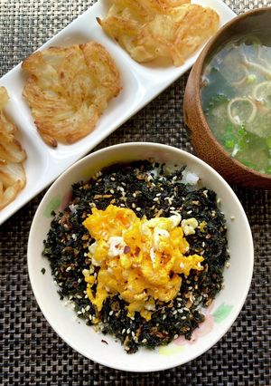 自家製ワカメふりかけ&新玉ネギかき揚げ-レシピのメイン写真