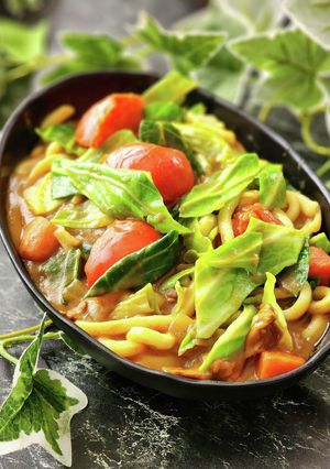 残り物カレーで♪トマキャベカレーうどん-レシピのメイン写真