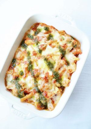 うまっ!【エビとトマトの焼きカサレッチェ-レシピのメイン写真
