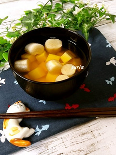 卵豆腐と焼き麩のお吸い物-レシピのメイン写真