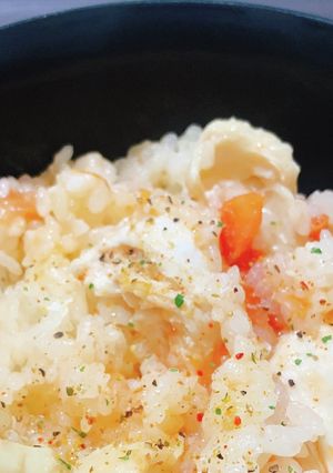 蒸し鶏トマト炊き込みご飯-レシピのメイン写真