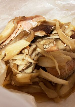 レンジで簡単！鮭ときのこのバタポン酢蒸し-レシピのメイン写真