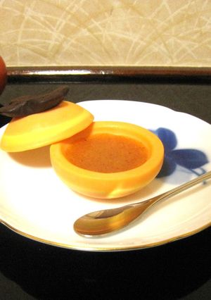 チョコで作った柿の器と柿の寒天ゼリー-レシピのメイン写真
