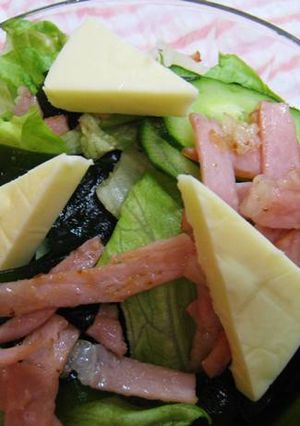 ワカメとレタスとチーズのサラダ-レシピのメイン写真