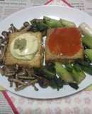 網焼き絹厚揚げ＋九条ネギしめじのオイル炒