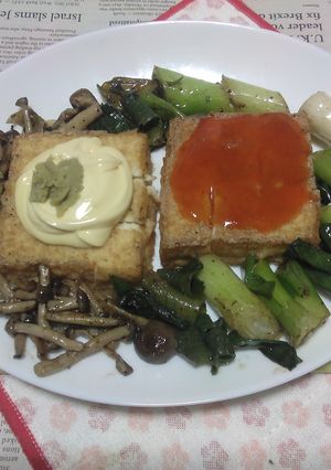 網焼き絹厚揚げ+九条ネギしめじのオイル炒-レシピのメイン写真