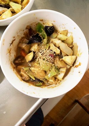 根菜茄子白菜簡単ごま味噌味温野菜サラダ-レシピのメイン写真