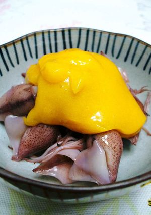 春らしく♪　ほたるいかの黄身酢あえ-レシピのメイン写真