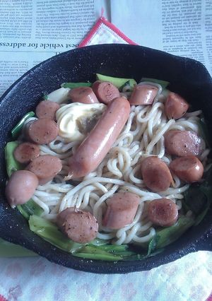 ウインナー九条ネギのオイル炒め焼きうどん-レシピのメイン写真