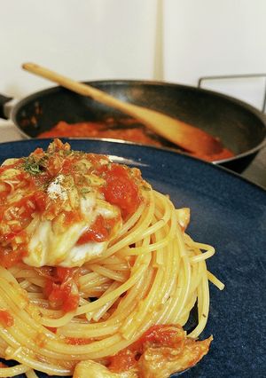 ○ 鯖とトマトのオイルベースパスタ-レシピのメイン写真