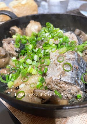 鯖缶とマッシュルームのアヒージョ-レシピのメイン写真