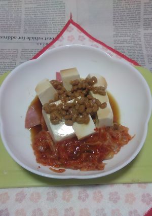 ビアソ＋納豆キムチの冷奴のタパス-レシピのメイン写真