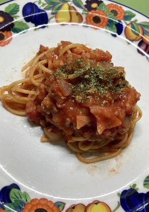 概ね定番 トマトミートパスタ 118-レシピのメイン写真