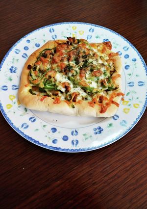 挽き肉とピーマンのカレー風味ピザ-レシピのメイン写真