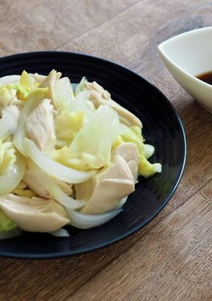 新玉ねぎと春キャベツとささみのレンジ蒸し-レシピのメイン写真