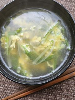 簡単!水菜と新玉ねぎの中華風かき玉汁!-レシピのメイン写真