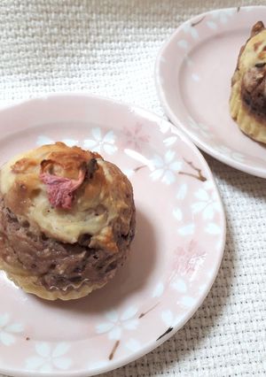 HMと豆腐で簡単！桜のマーブルあんぱん-レシピのメイン写真