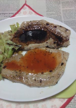 豚ロースステーキ＋キャベツのオイル炒め-レシピのメイン写真