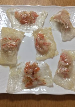 ライスペーパー かにかま巻 ごま油焼き -レシピのメイン写真