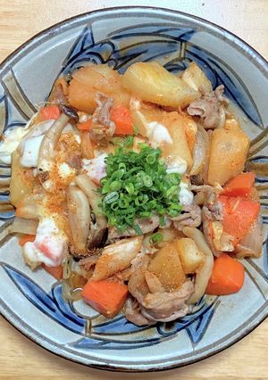 豚バラ肉とジャガ芋のキムチ炒めチーズ乗せ-レシピのメイン写真