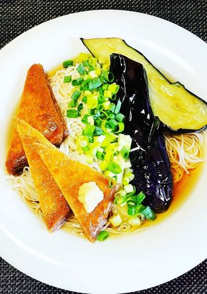 茄子と揚げの素麺-レシピのメイン写真