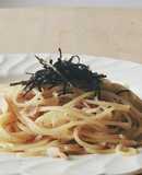 パスタ赤じそとバターワンパン☆春休み昼食
