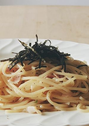 パスタ赤じそとバターワンパン☆春休み昼食-レシピのメイン写真
