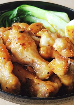 片栗粉がコツ☆柔らかい鶏手羽元煮×青梗菜-レシピのメイン写真