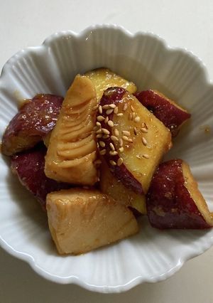簡単⭐︎筍とさつまいもの甘辛酢タレ焼き-レシピのメイン写真