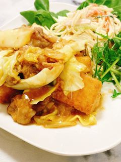 包丁いらず!春キャベツと厚揚げの味噌炒め-レシピのメイン写真
