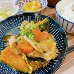 รูปของ かぼちゃと豚こまのごま味噌煮
