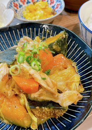 かぼちゃと豚こまのごま味噌煮-レシピのメイン写真