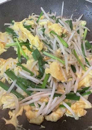 【簡単副菜】ニラもやし卵炒め-レシピのメイン写真