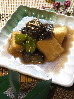 なすピーマンと厚揚げの白みそ煮-レシピのメイン写真