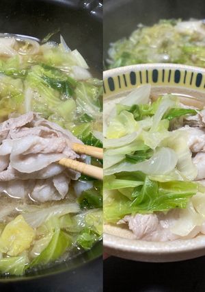 春キャベツ＆新玉ねぎの豚しゃぶ鍋-レシピのメイン写真