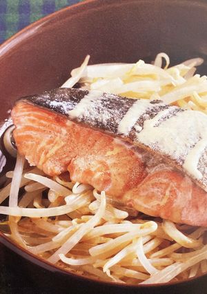 鮭ともやしの蒸し物-レシピのメイン写真