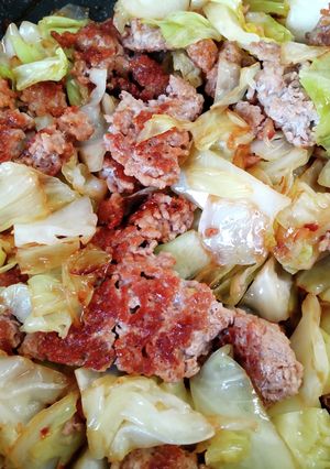 簡単節約本格キャベツ豚ひき肉炒め-レシピのメイン写真