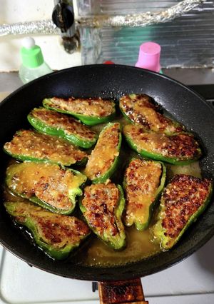 ヨウサマの減塩おやじのピーマン肉詰みそ味-レシピのメイン写真