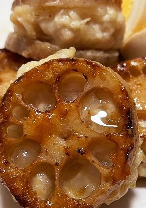 レンコンのハサミ焼き（手作り鶏つくね）-レシピのメイン写真