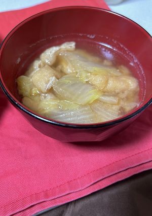 白菜と油揚げの定番味噌汁-レシピのメイン写真