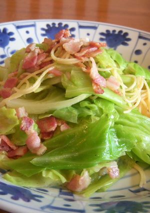 春キャベツとベーコンのスパゲティ-レシピのメイン写真