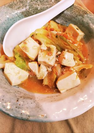 春キャベツの麻婆豆腐煮とっても簡単♪-レシピのメイン写真