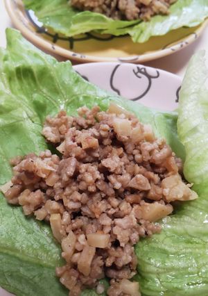 ひき肉と筍のレタス包み♪食感がたまらん!-レシピのメイン写真