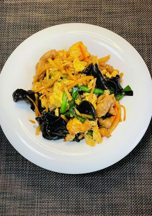 キクラゲ、豚肉と卵炒め　ムーシーロー-レシピのメイン写真